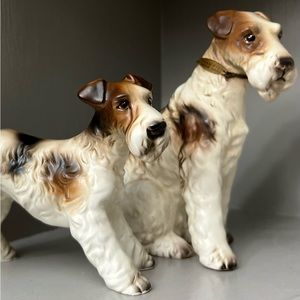 Champion Wirehair Terriers Ceramic Dogs Collectible Vintage set pet
